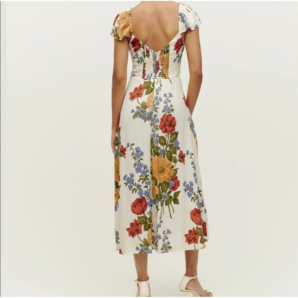 Reformation Baxley Midi Formosa Floral Cottagecore A-Line Slit Cap Sleeve Size 6 - Picture 2 of 9
